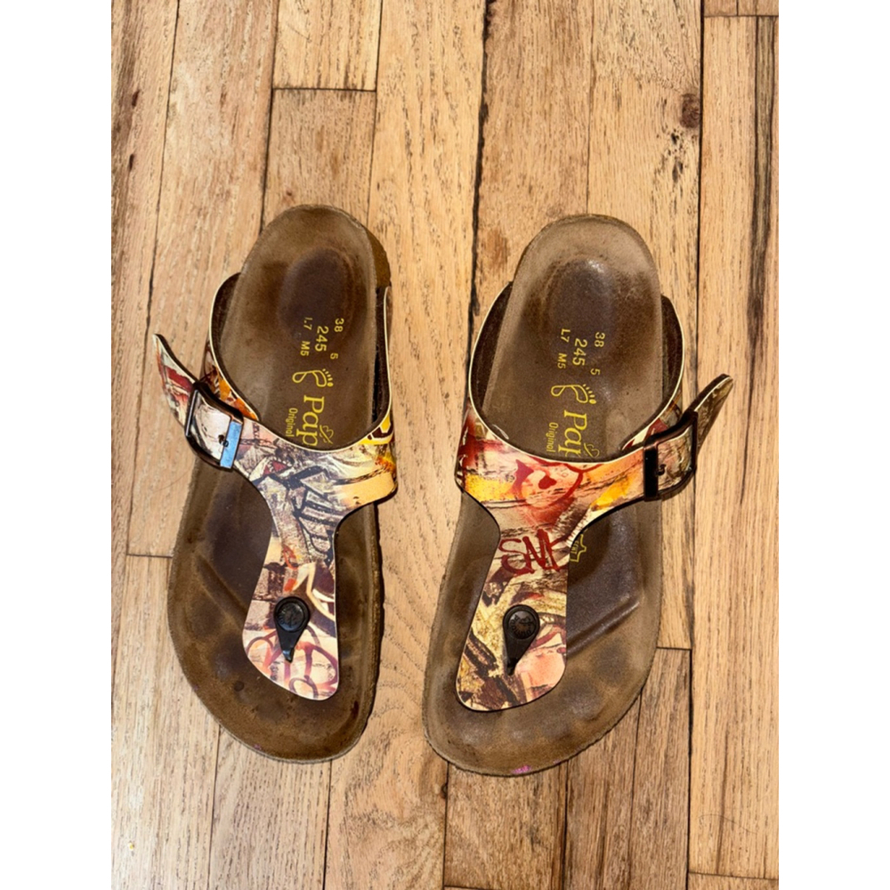 Birkenstock Gizeh Leather Thong Slip On Sandal Geometric size EU 38 US 7.5 - Picture 7 of 7